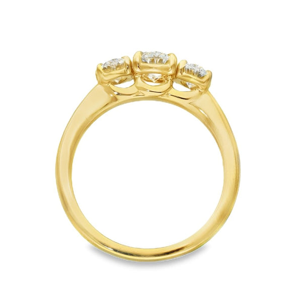1.50ct Yellow Gold Certified Diamond Trilogy Ring - F/VS