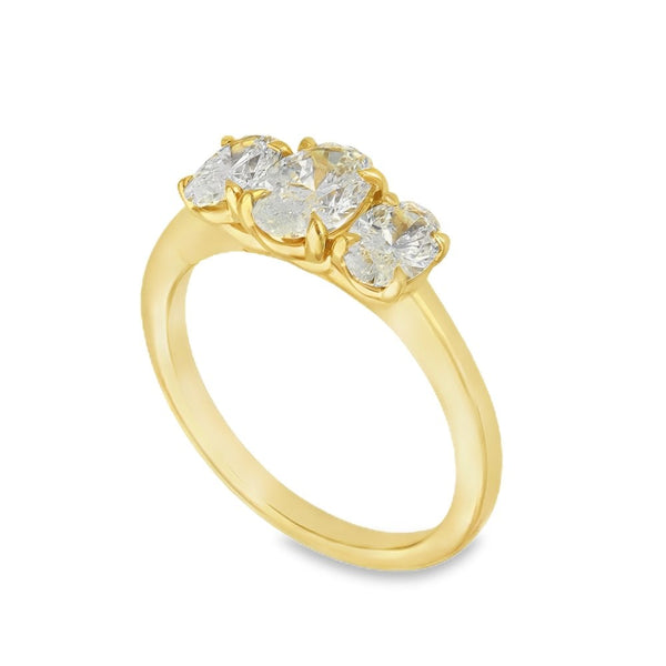 1.50ct Yellow Gold Certified Diamond Trilogy Ring - F/VS