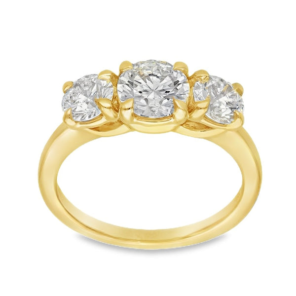 2.00ct Yellow Gold Diamond Trilogy Ring - F/VS