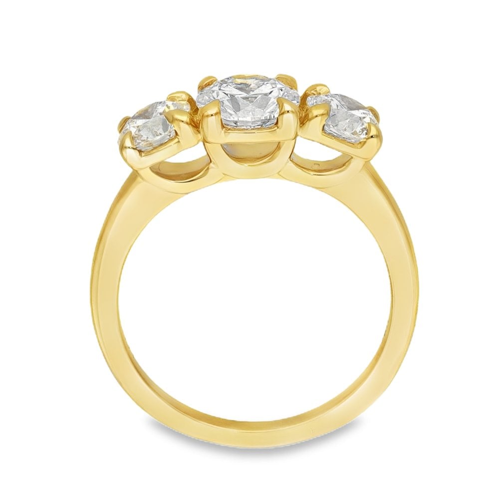 2.00ct Yellow Gold Diamond Trilogy Ring - F/VS