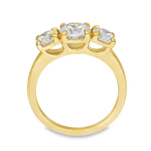 2.00ct Yellow Gold Diamond Trilogy Ring - F/VS