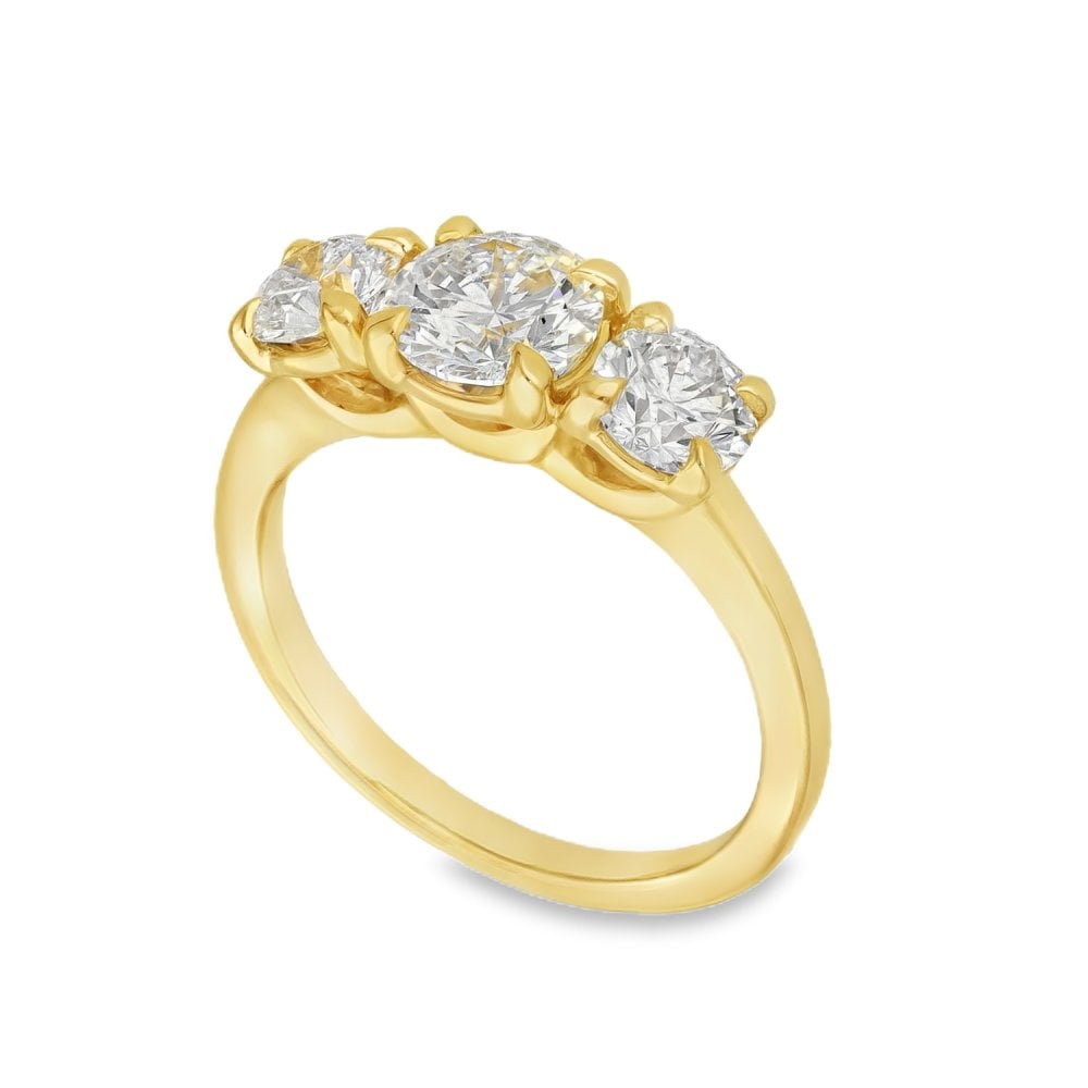2.00ct Yellow Gold Diamond Trilogy Ring - F/VS
