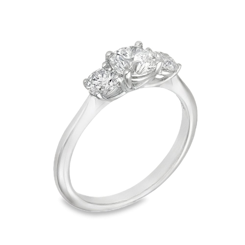 1.30ct White Gold Diamond Trilogy Ring - F/VS
