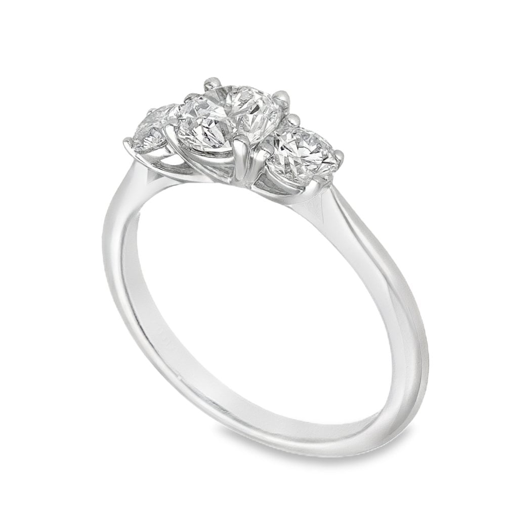 1.30ct White Gold Diamond Trilogy Ring - F/VS