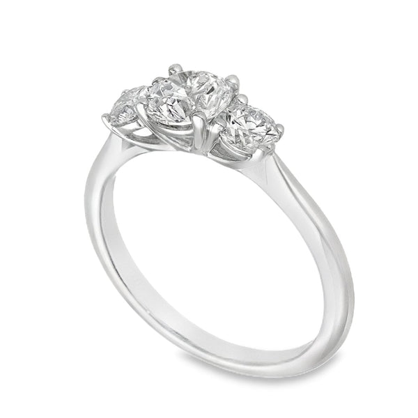 1.30ct White Gold Diamond Trilogy Ring - F/VS
