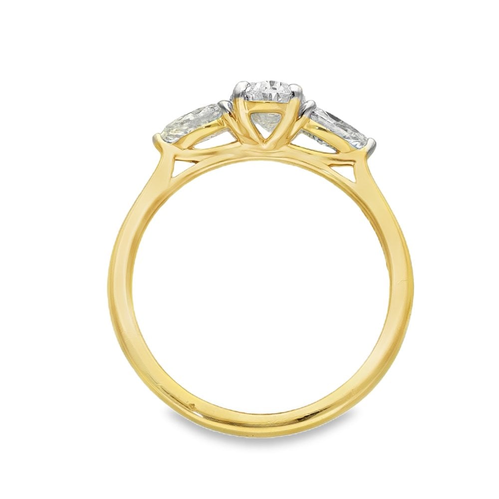 1.19ct Yellow Gold Oval-Cut Diamond Trilogy Ring - F/VS