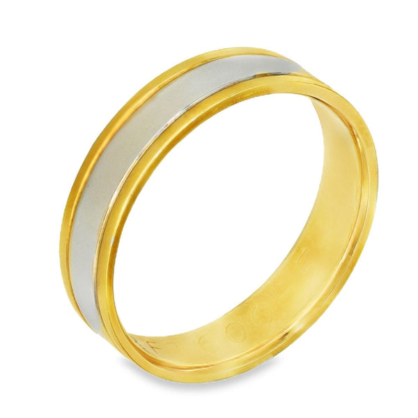 18ct Yellow & White Gold Wedding Band - Size O½ - 5mm