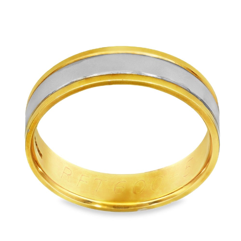 18ct Yellow & White Gold Wedding Band - Size O½ - 5mm