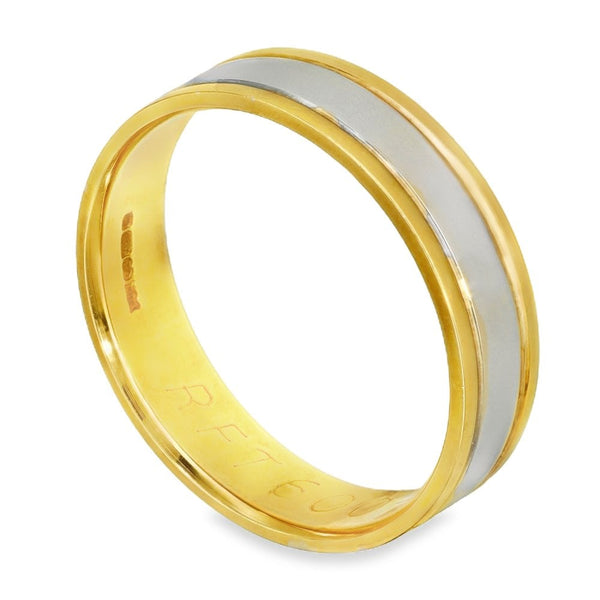 18ct Yellow & White Gold Wedding Band - Size O½ - 5mm