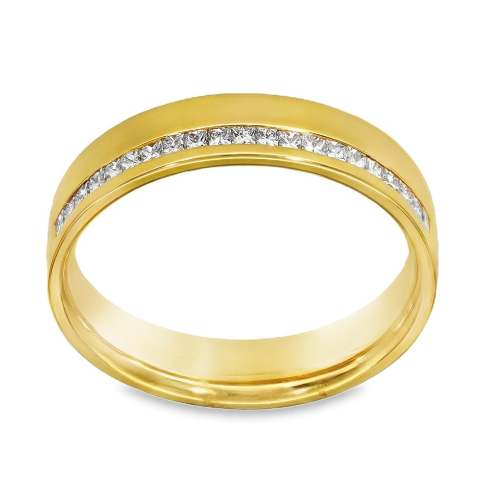 18ct Yellow Gold Diamond Wedding Band - Size K½ - 4mm