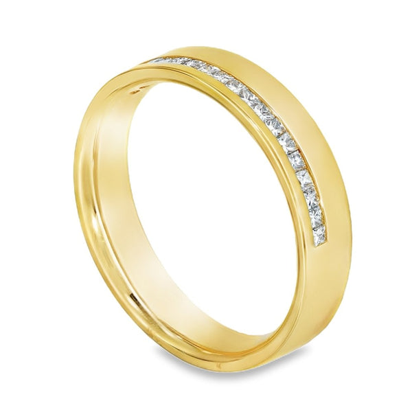 18ct Yellow Gold Diamond Wedding Band - Size K½ - 4mm