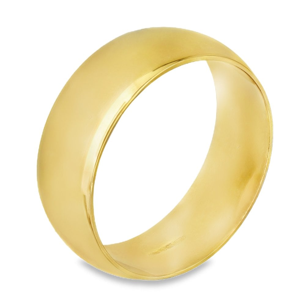 18ct Yellow Gold D-Shape Wedding Band - Size Z - 8mm