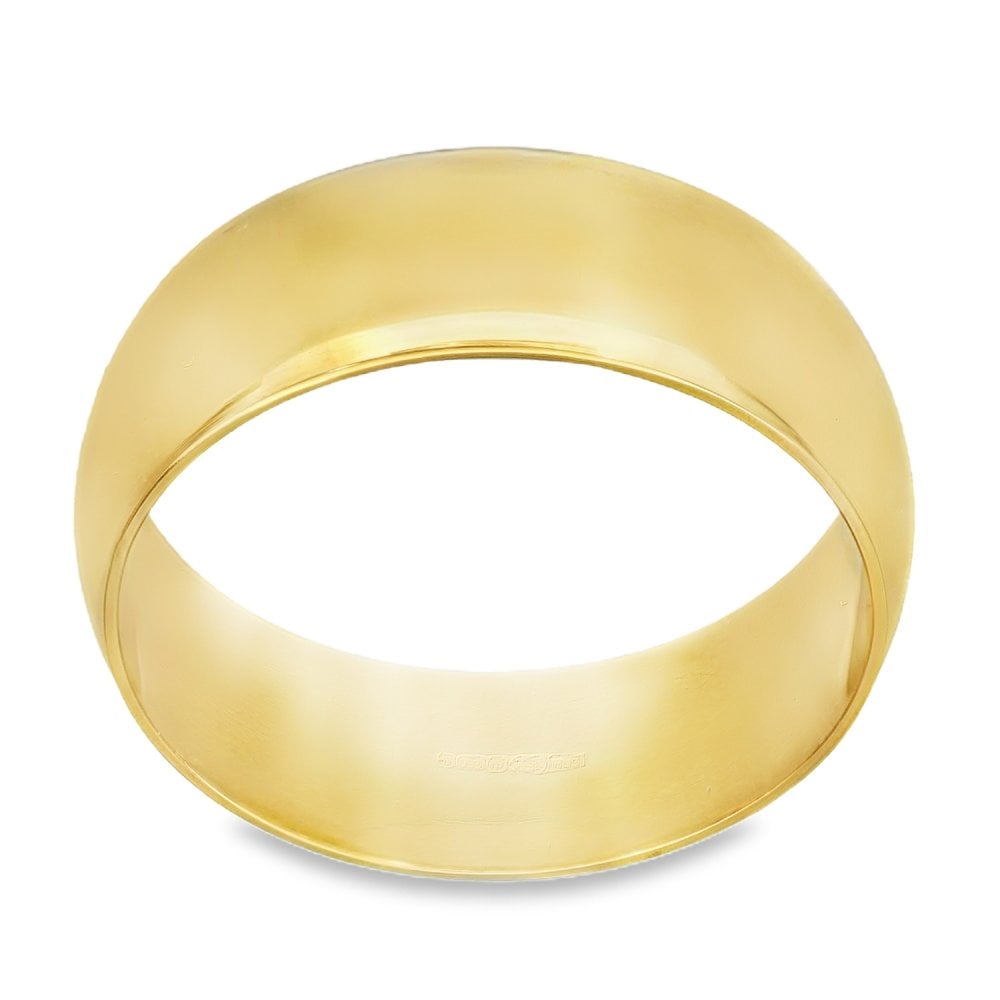18ct Yellow Gold D-Shape Wedding Band - Size Z - 8mm
