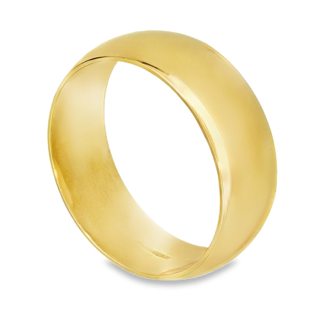 18ct Yellow Gold D-Shape Wedding Band - Size Z - 8mm