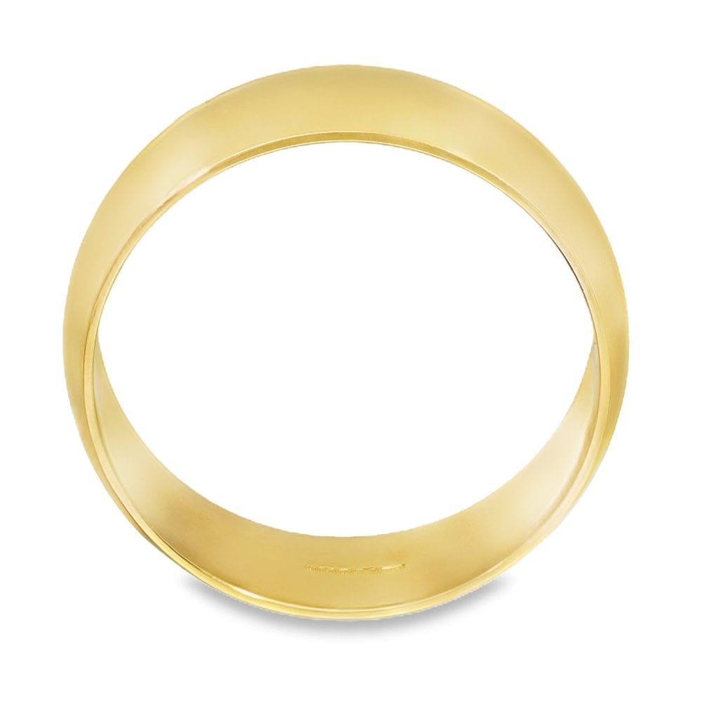 18ct Yellow Gold D-Shape Wedding Band - Size Z - 8mm