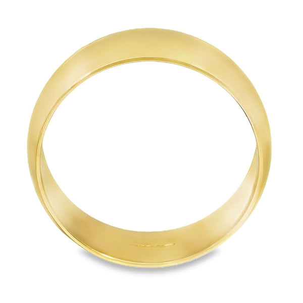 18ct Yellow Gold D-Shape Wedding Band - Size Z - 8mm