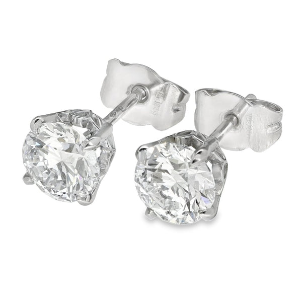 2.00ct Platinum Certified Diamond Stud Earrings - D/SI1