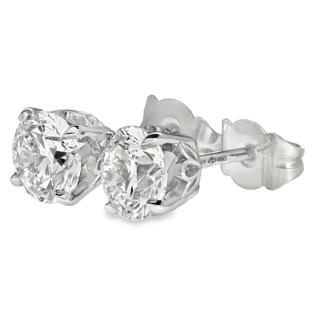 2.00ct Platinum Certified Diamond Stud Earrings - D/SI1
