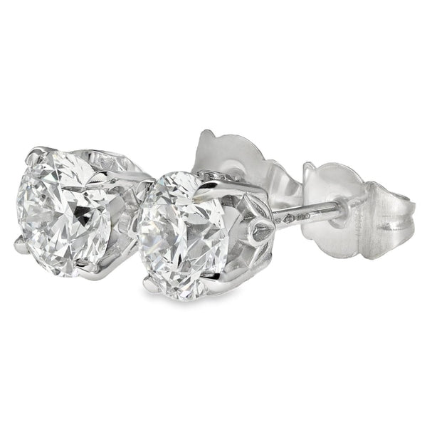 2.00ct Platinum Certified Diamond Stud Earrings - D/SI1