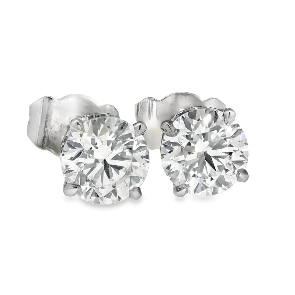 2.00ct Platinum Certified Diamond Stud Earrings - D/SI1