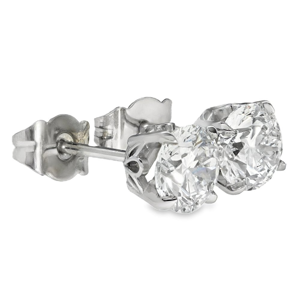 2.00ct Platinum Certified Diamond Stud Earrings - D/SI1