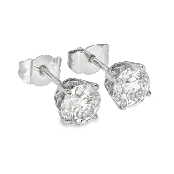 2.00ct Platinum Certified Diamond Stud Earrings - D/SI1