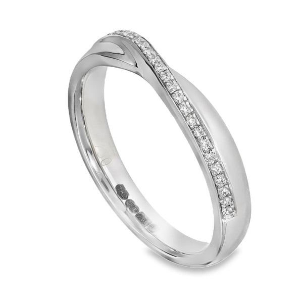 18ct White Gold Diamond Crossover Ring - Size M - 3.5mm - 0.15ct