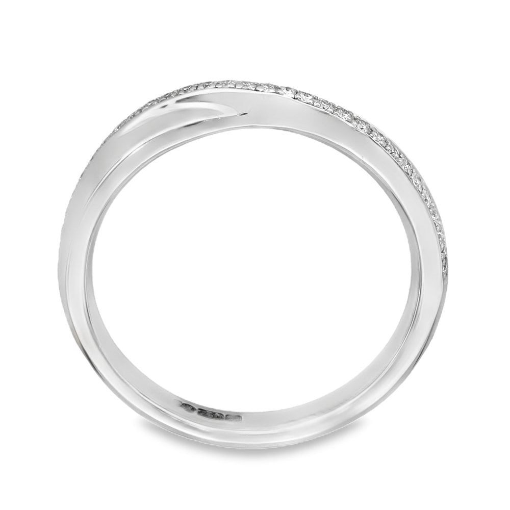 18ct White Gold Diamond Crossover Ring - Size M - 3.5mm - 0.15ct