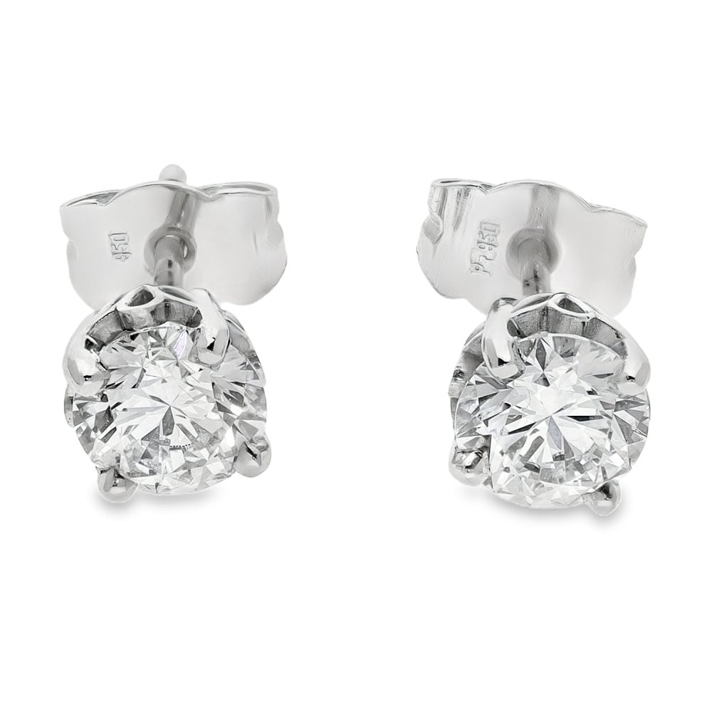 1.46ct Platinum Certified Diamond Stud Earrings - D/VS1/2