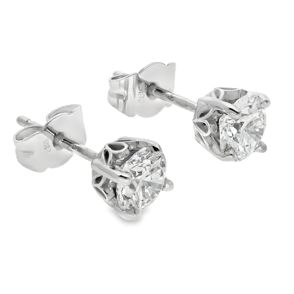 1.46ct Platinum Certified Diamond Stud Earrings - D/VS1/2
