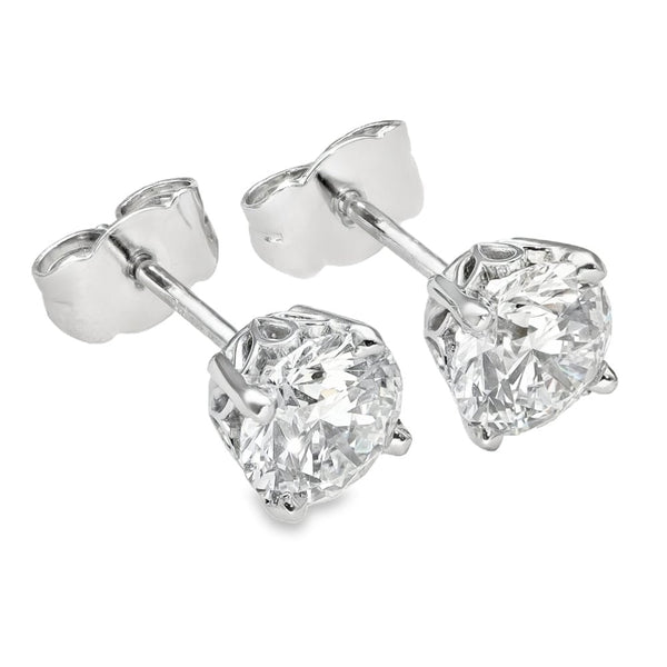 2.21ct Platinum Certified Diamond Stud Earrings - E/SI1