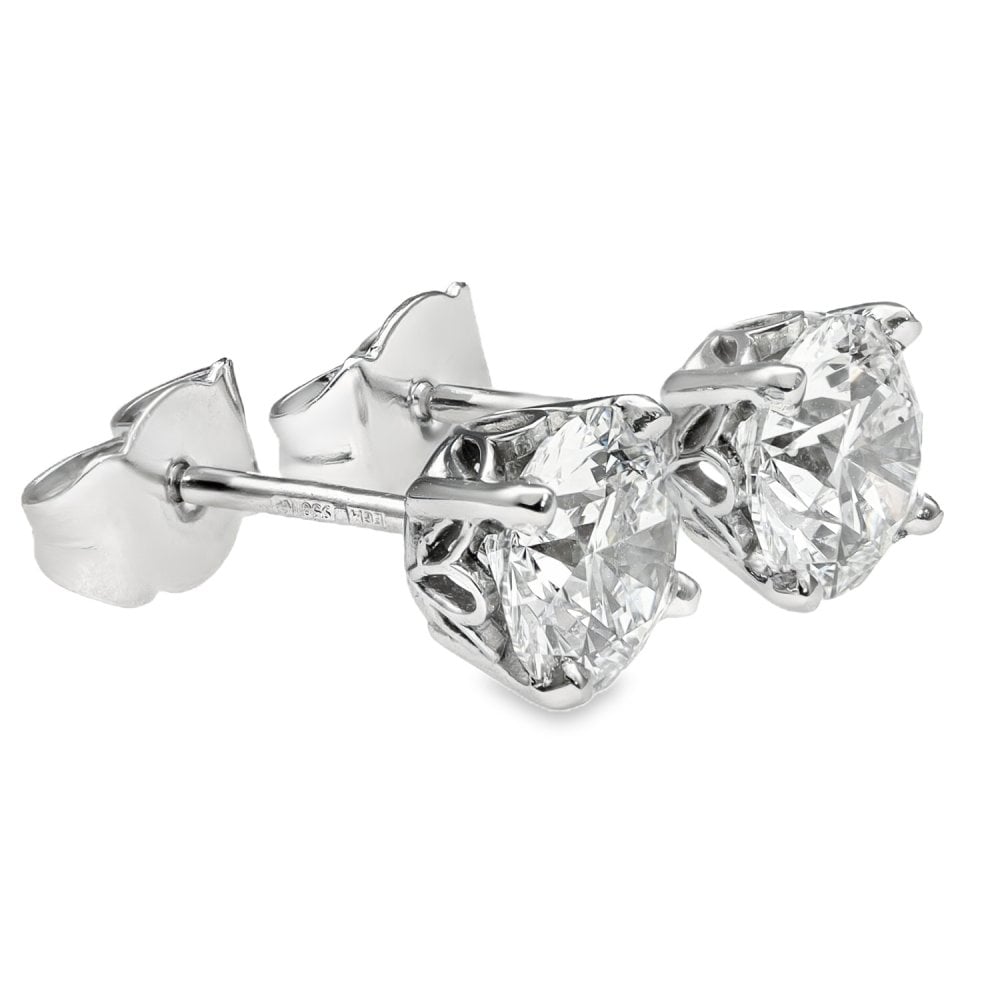 2.21ct Platinum Certified Diamond Stud Earrings - E/SI1