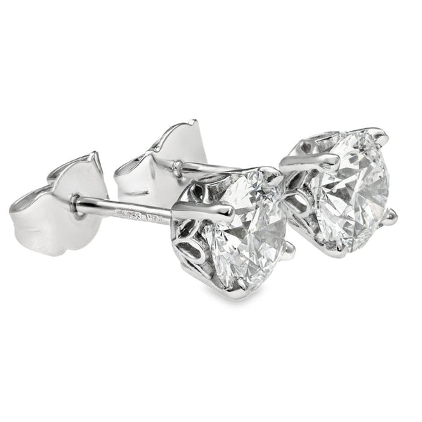 2.21ct Platinum Certified Diamond Stud Earrings - E/SI1