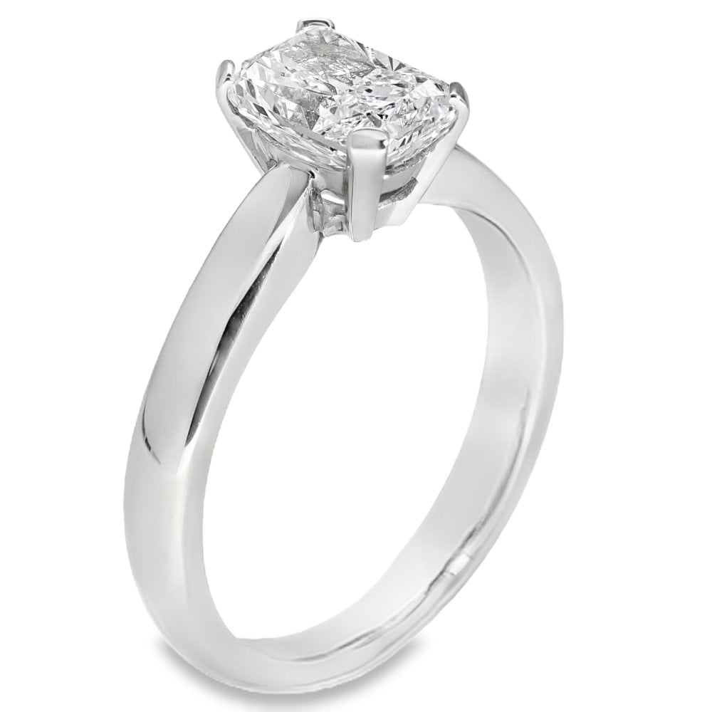 1.50ct Platinum Certified Rectangular Diamond Ring - D/VS1