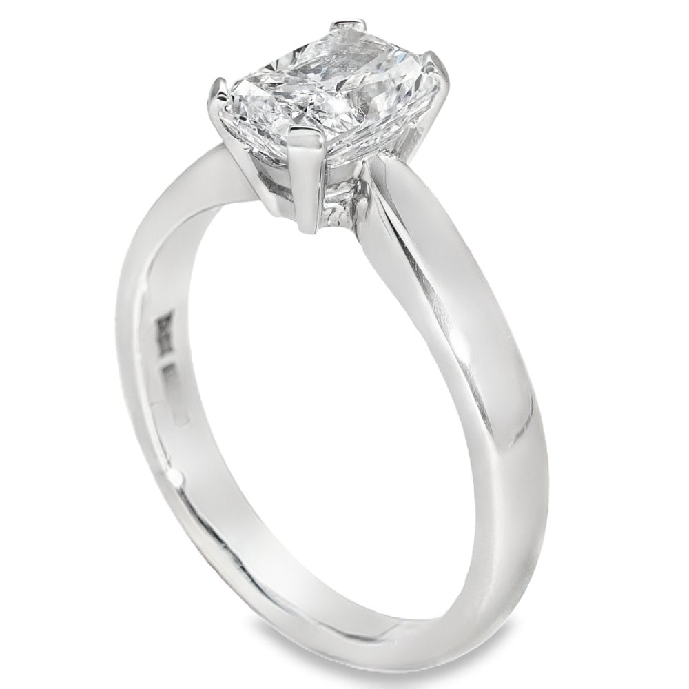 1.50ct Platinum Certified Rectangular Diamond Ring - D/VS1