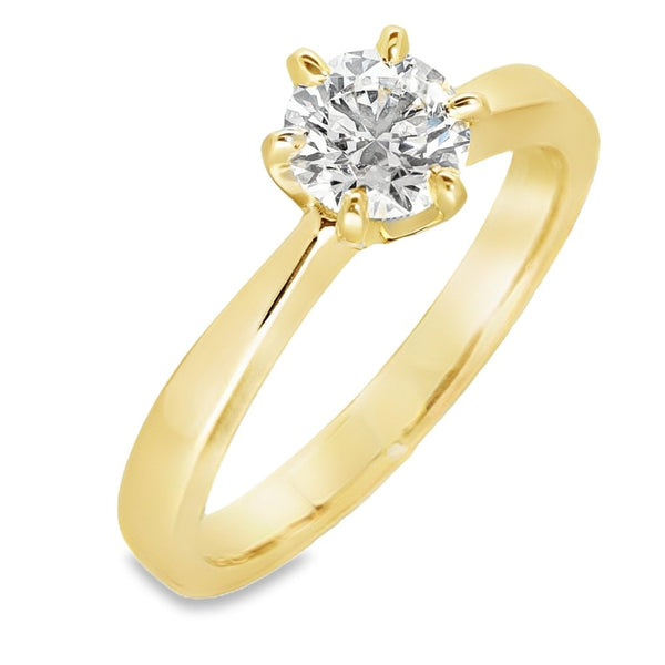 0.78ct Yellow Gold Certified Diamond Engagement Ring - D/VS1