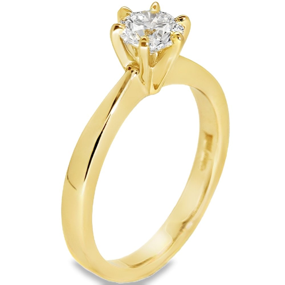 0.78ct Yellow Gold Certified Diamond Engagement Ring - D/VS1