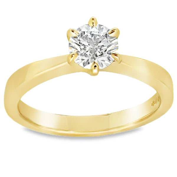 0.78ct Yellow Gold Certified Diamond Engagement Ring - D/VS1