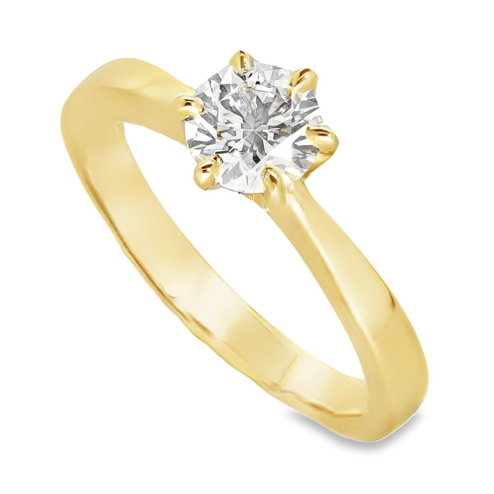0.78ct Yellow Gold Certified Diamond Engagement Ring - D/VS1
