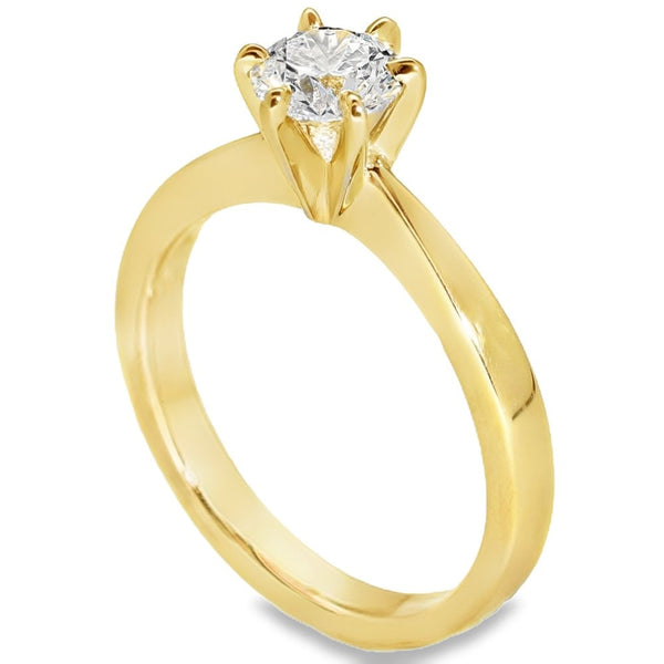 0.78ct Yellow Gold Certified Diamond Engagement Ring - D/VS1