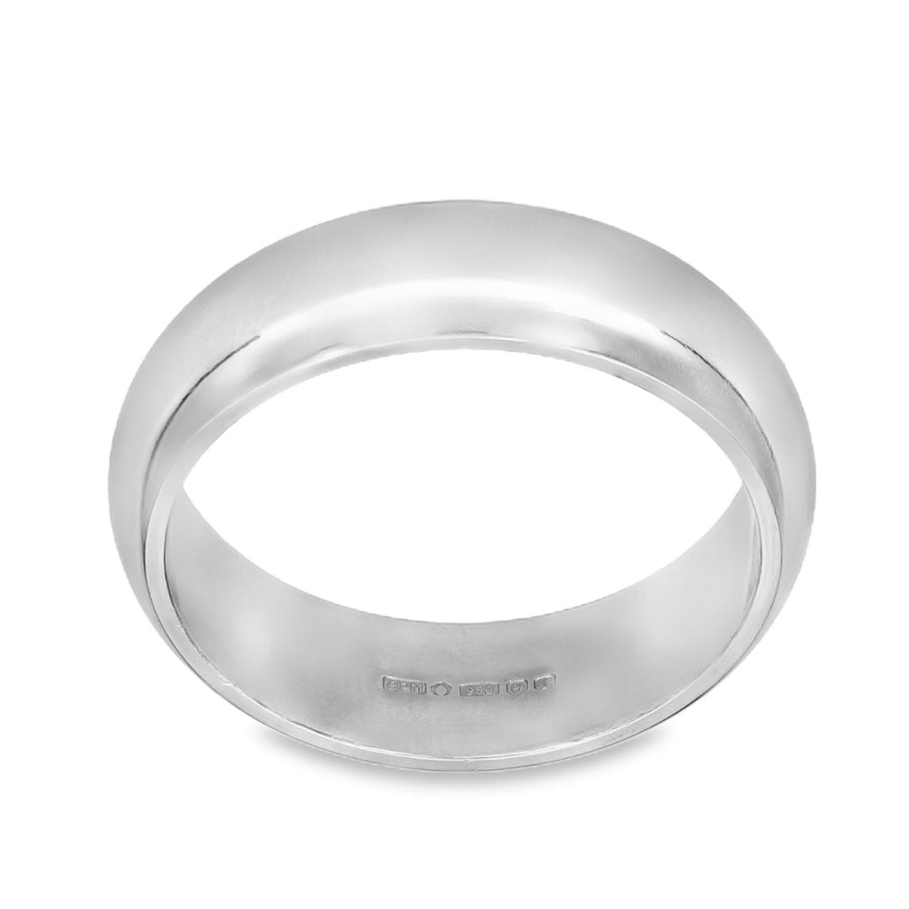 950 Platinum D-Shape Wedding Band - Size R - 6mm