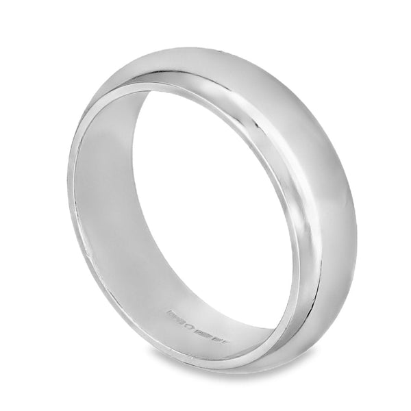 950 Platinum D-Shape Wedding Band - Size R - 6mm