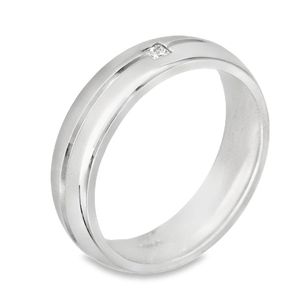 18ct White Gold Diamond Wedding Band - Size L½ - 5mm - 0.05ct