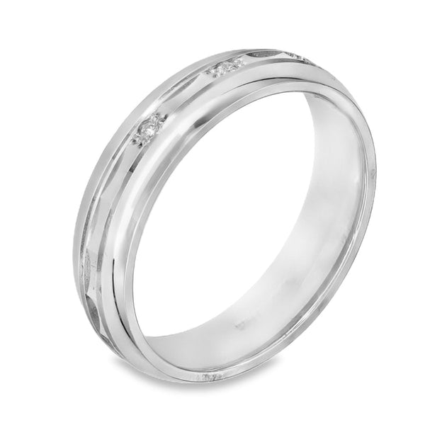 18ct White Gold Diamond Wedding Band - Size O½ - 5mm - 0.30ct