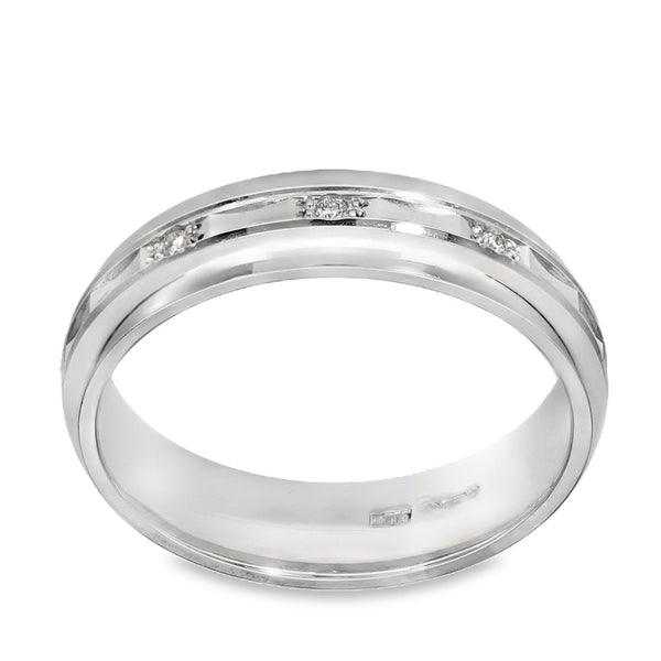 18ct White Gold Diamond Wedding Band - Size O½ - 5mm - 0.30ct
