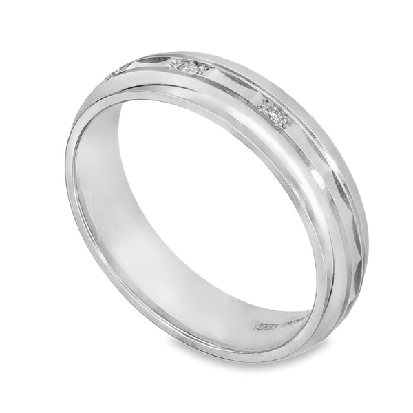 18ct White Gold Diamond Wedding Band - Size O½ - 5mm - 0.30ct