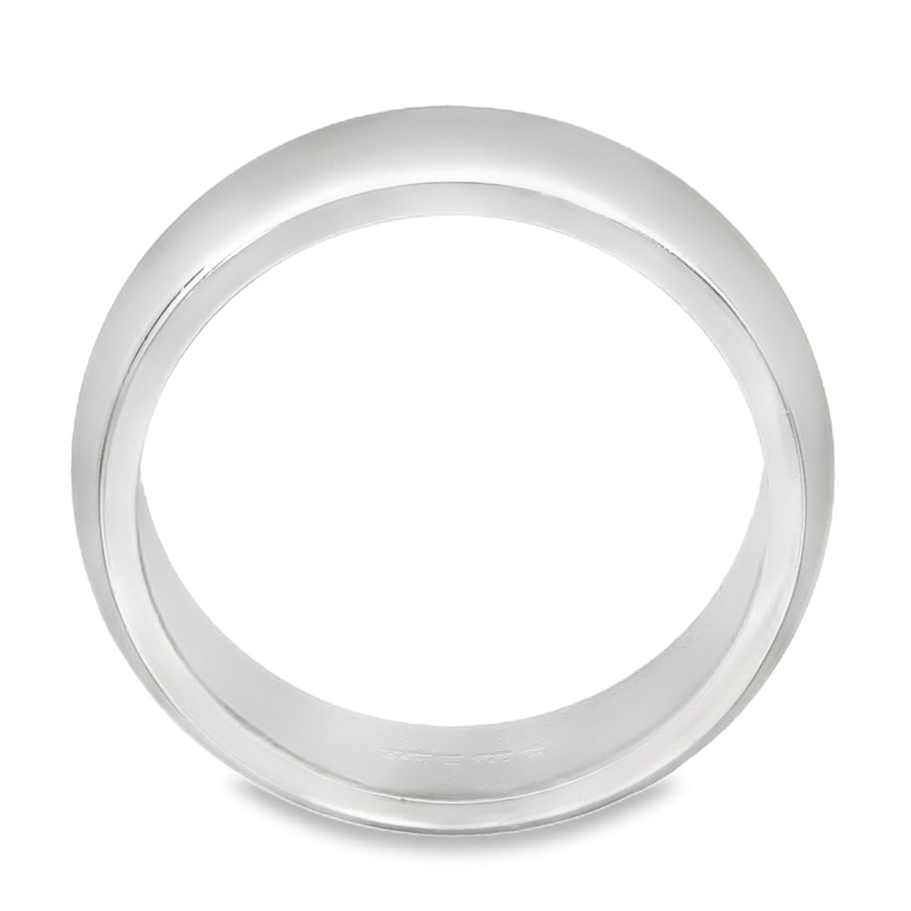18ct White Gold D-Shape Wedding Band - Size L - 5mm