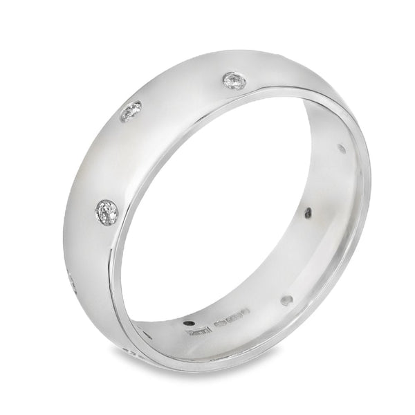 18ct White Gold Diamond Scatter Band - Size Q½ - 6mm - 0.30ct