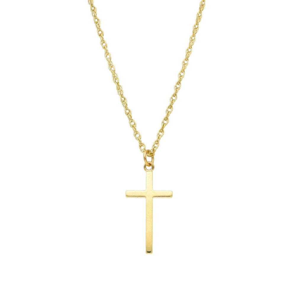 9ct Yellow Gold Cross Pendant & P.O.W Necklace - 22"