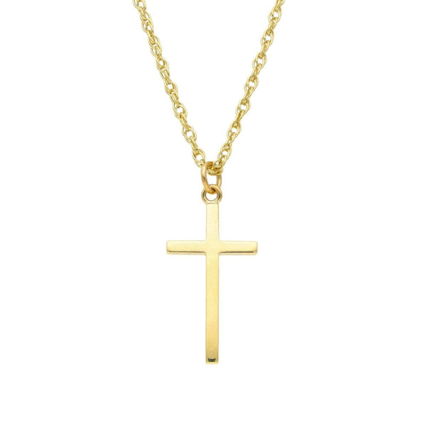 9ct Yellow Gold Cross Pendant & P.O.W Necklace - 22"